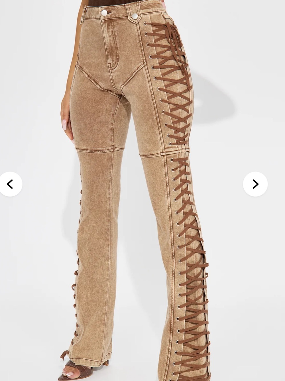 Fashion Nova After Hours Lace-Up Flared Jeans
